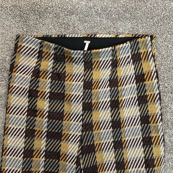 Free People Women's Cropped Pants Size 6 Brown Yellow Side Zip Back Pockets EUC - Picture 5 of 13